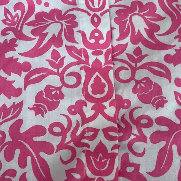 Talbots size 8 Pink floral Boho Short cuffed Sleeve Button Down Shirt - Picture 3 of 7